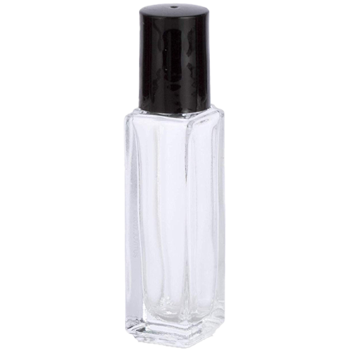 1/4 oz Tall Square Roll-On Bottle Black Caps