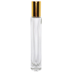 1/3 oz Tall  Glass Roll-On Bottle with Gold Cap