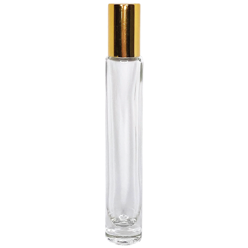 1/3 oz Tall  Glass Roll-On Bottle with Gold Cap