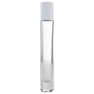 1/3 oz Tall Cylinder Roll On  Bottle (stainless steel roller) white cap