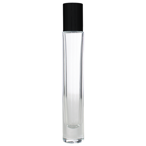 <center>1/3 oz Tall Cylinder Roll On  Bottle Black cap</center>