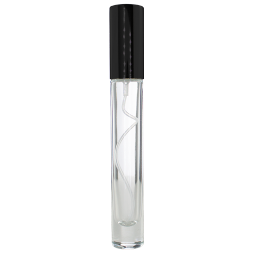 <center>1/3 oz Tall Cylinder Glass Spray Bottle Black Cap</center>